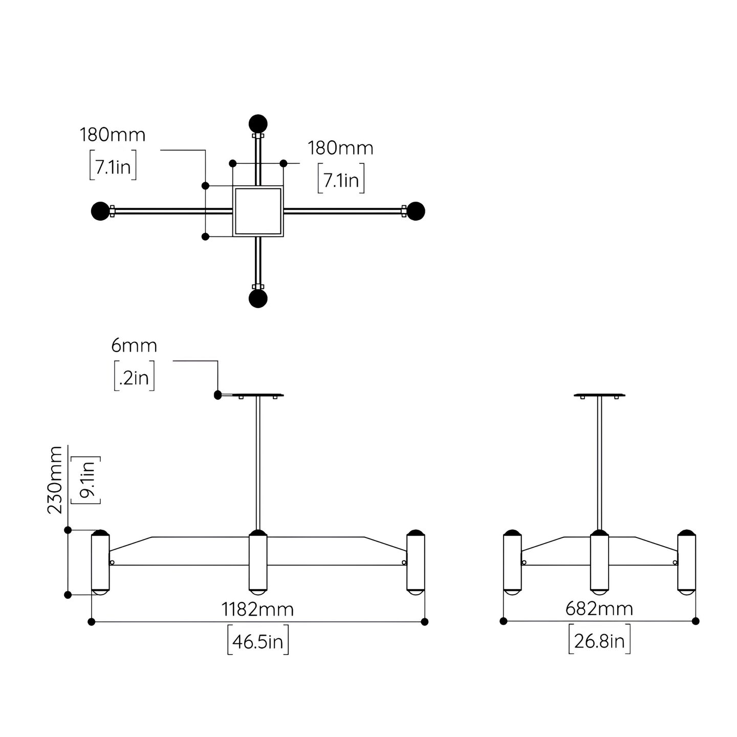 Surveillance Cross Flush Ceiling Canopy Blonde Brass